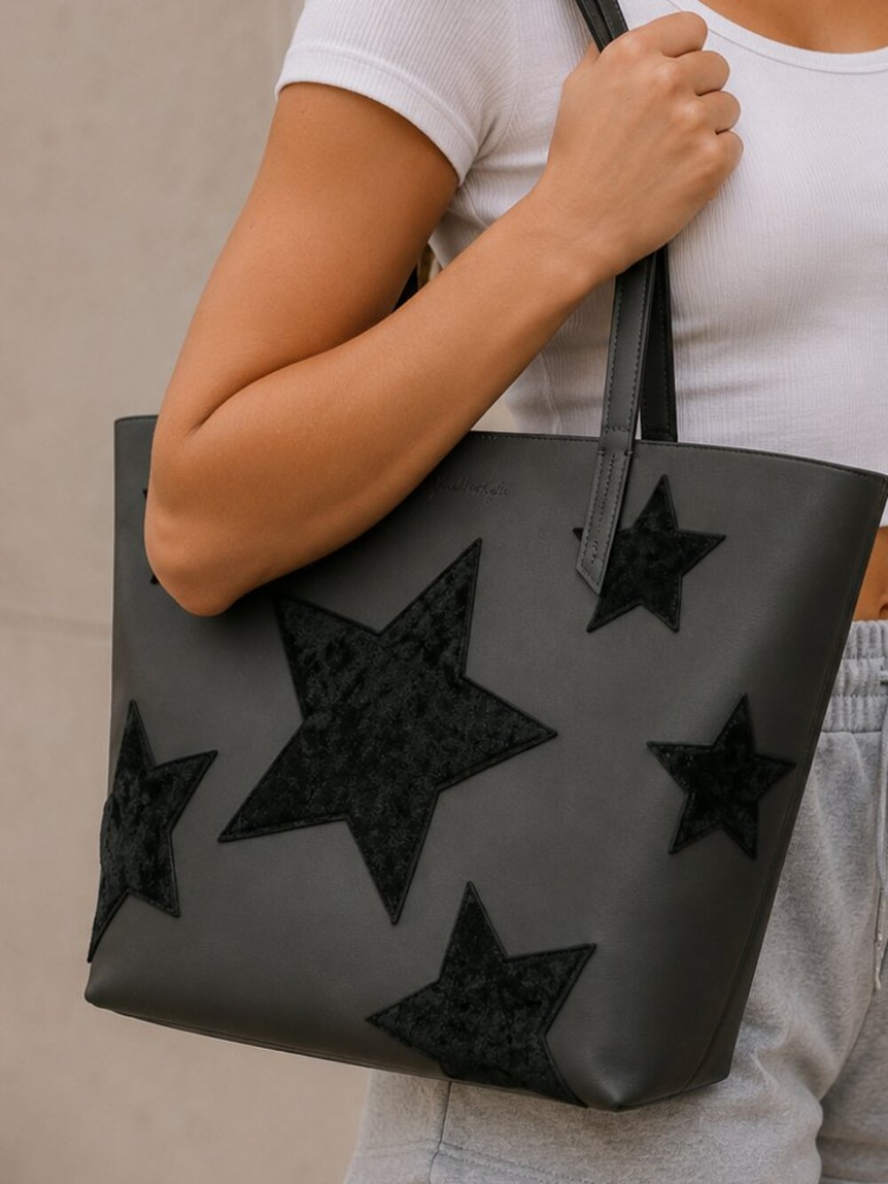 Kendall & Kylie Tote with Black Star Appliqués